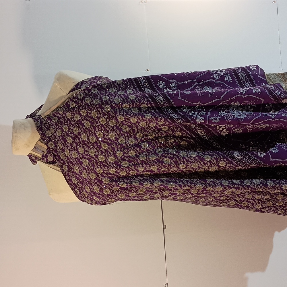 Elegant Purple Floral A-Line Skirt